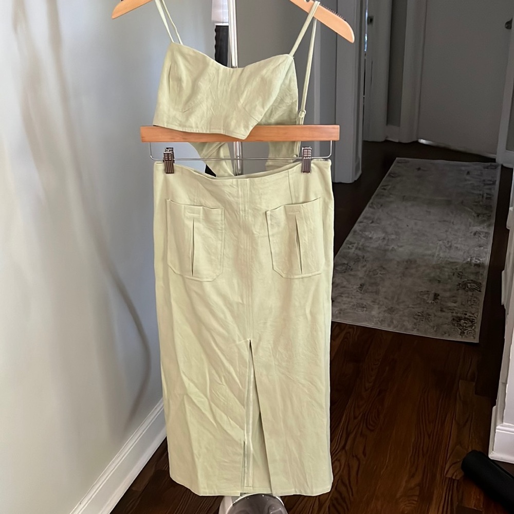 Linen skirt and bralette matching set